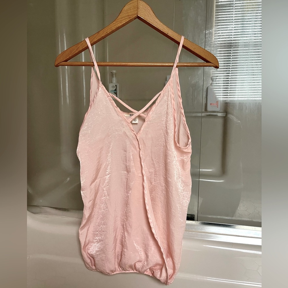 Wrap tank style top with cross cross design